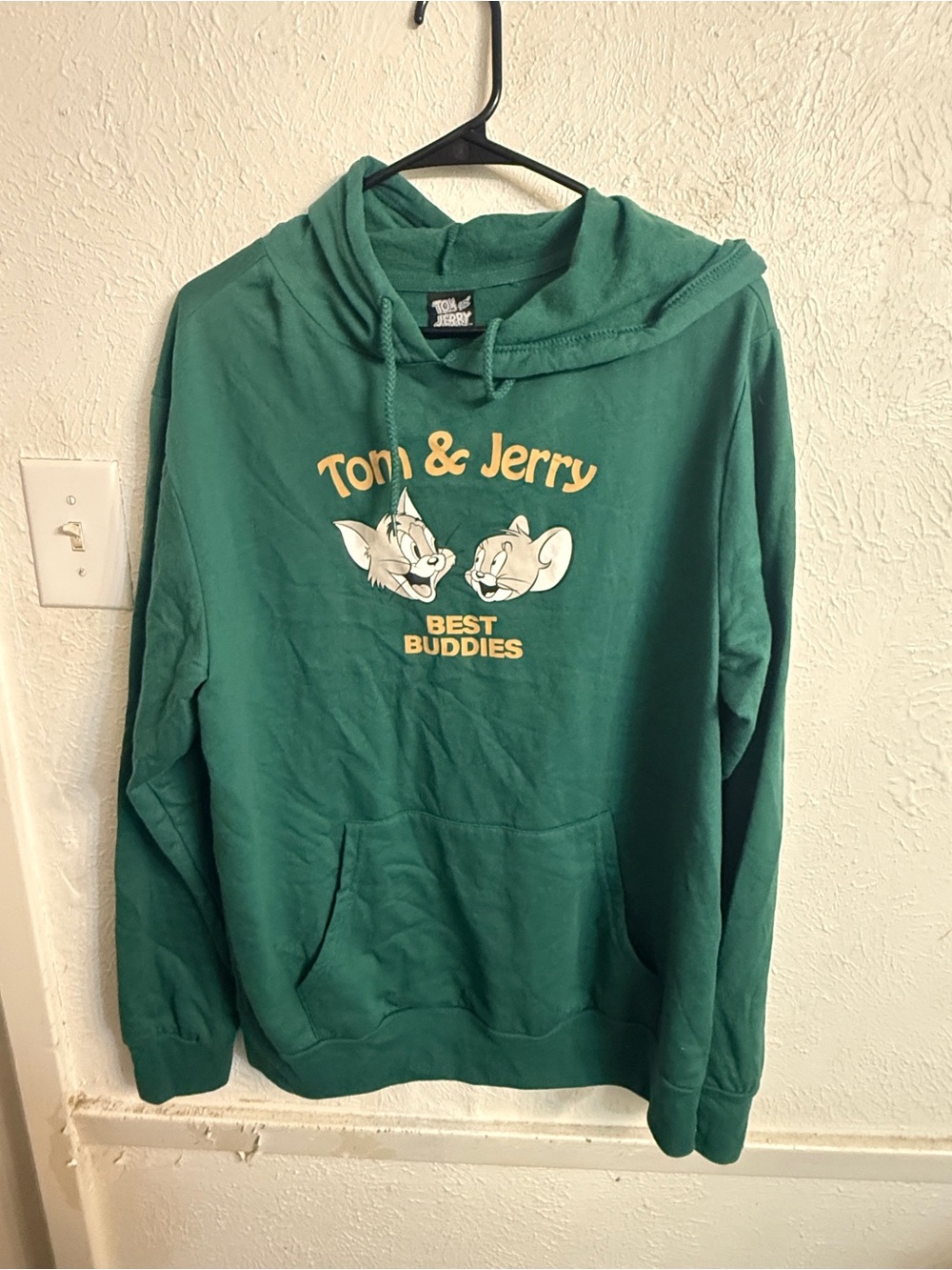 Retro Style Tom and Jerry Green Pullover Hoodie - Best Buddies Graphic